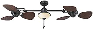 Harbor Breeze Twin Breeze Ii 74-in Oil-rubbed Bronze Outdoor Downrod Ceiling Fan