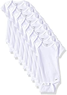 Gerber Baby 8-Pack Short Sleeve Onesies Bodysuits, Solid White, 18 Months