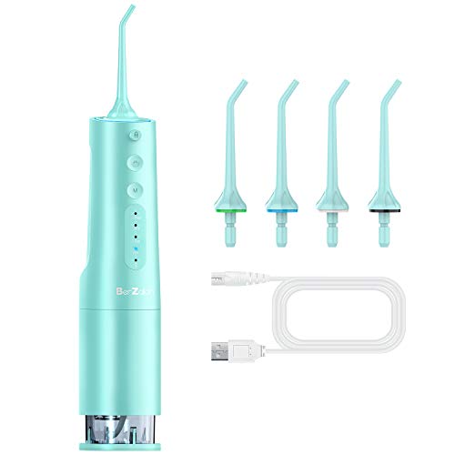 BerZalah Water Flosser DIY Customize Water Pressure, Water Teeth Cleaner with 360ml Extendable Reservoir, IPX7 Waterproof Floss, Dental Floss with 4 Jet Tips for Home, Travel, Braces