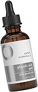 Open Formula Glycolic Acid 20% Peel Serum. Only 3 Ingredients. Best Chemical Peel To Exfoliate Your Skin, For Resurfacing Fine Lines & Wrinkles, Brightening Acne Scars, Anti Aging Dark Spot Corrector