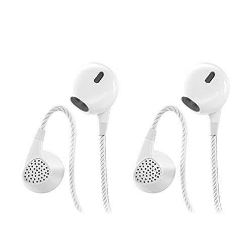 2 Packs Headphones Heavy Bass Stereo Earphones Earbuds with Microphone & Volume Control, CBGGQ In-Ear Headphones with Pure Sound and Powerful Bass, Noise Isolating Tangle Free Headsets (White 2 Pairs)