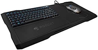 Roccat Sova - Membrane Gaming Lapboard for Gaming on the Couch with Cushion, Illuminated Backlit, Hotkeys, Programmable Keys, Quiet & Ergonomic for MMO & MOBA Games for PC  Black