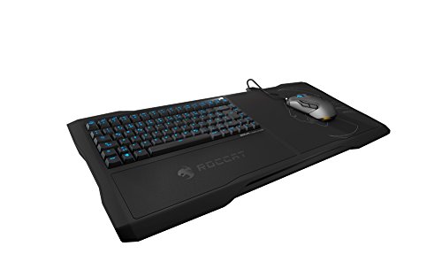 Roccat Sova - Membrane Gaming Lapboard for Gaming on the Couch with Cushion, Illuminated Backlit, Hotkeys, Programmable Keys, Quiet & Ergonomic for MMO & MOBA Games for PC  Black