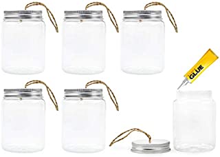 Decorae DIY Glass Jar Ornaments (6-Pack); Mini Mason Jar Style Rustic Sand Art Bottles or Party Favor Bottles