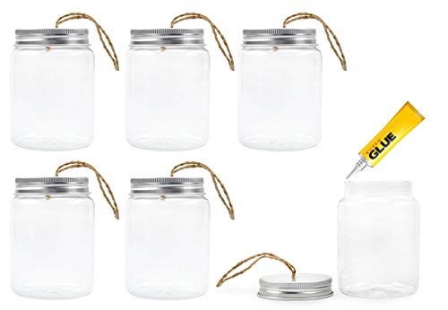 Decorae DIY Glass Jar Ornaments (6-Pack); Mini Mason Jar Style Rustic Sand Art Bottles or Party Favor Bottles