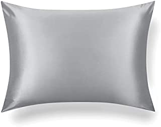 Tafts 27 Momme 100% Pure Mulberry Silk Pillowcase for Hair and Skin, Hypoallergenic, Both Sides Grade 6A Long Fiber Natural Silk Pillow Case, Concealed Zipper, Standard 20x26 inch, Silver Grey