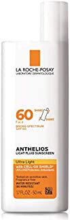 La Roche-Posay Anthelios Light Fluid Face Sunscreen Broad Spectrum SPF 60, Oxybenzone Free, Non Greasy, Non-Comedogenic, 1.7 Fl. Oz. (Packaging may vary)