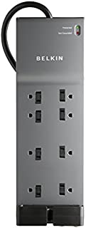 Belkin 8-Outlet Power Strip Surge Protector, Flat Plug, 6ft Cord  Ideal for Computers, Home Theatre, Appliances, Office Equipment (3,550 Joules), Black