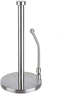 iHarbort Stainless Steel Paper Towel Holder Stand, Countertop Paper Towel Holder Rack Paper Tower Dispenser with an Adjustable Spring Arm to fix Paper roll for Kitchen Bathroom Bedroom