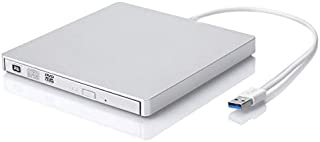 ROOFULL External CD DVD Drive USB 3.0 Type-C Portable DVD/CD ROM +/-RW Drive Burner Writer Optical Player for MacBook Air, MacBook Pro, Windows/ Linux/ Mac OS Laptop PC, Silvery