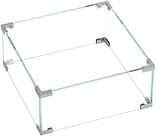 Bali Outdoors Square Fire Pit Glass Wind Guard, Clear Tempered Wind Guard for Fire Pit Table, 18x 18x 6 Square Fire Table Accessory Shiled