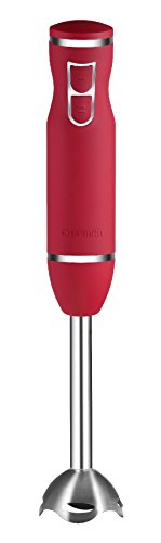 Chefman Immersion Stick Blender with Stainless Steel Shaft & Blades Powerful Ice Crushing 2-Speed Control One Hand-Mixer, Purees Smoothie, Sauces & Soups, 300 Watts, Red