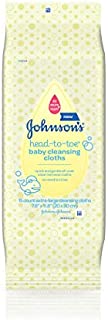 Johnson's Head-to-Toe Gentle Baby Cleansing Cloths, Hypoallergenic, Free of Alcohol, Dyes, and Soap, 15 ct (Pack of 3)