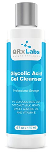 Glycolic Acid Face Wash - Exfoliating Gel Cleanser, Best for Wrinkles, Lines, Acne, Spots & Chemical Peel Prep - Reduces Shaving Bumps and Ingrown Hair - 6 fl oz