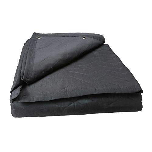 US Cargo Control Large Sound Blanket - 96 Inches Long By 80 Inches Wide - Black Sound Dampening Blanket - Durable Woven Cotton/Polyester Blend Material - Machine Washable - 12 Pounds Per Blanket