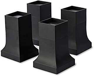 Pat. Bed Risers, Set of 4 w Adjustable Height from 4 to 6, Matte Black Stylish, Modern Furniture Lifters with Non-Scratch, Non-Slip Rubber Foot. Extra-Tall Bed Lifts for Couch, Chair, Table