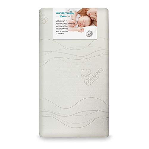 Wonder Dream Baby Crib Mattress and Toddler Mattress, Organic Cotton, 100% Breathable, Non Toxic, Water Repellent, Hypoallergenic, No Foam, No VOC's