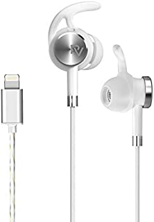 PALOVUE Lightning Earphones with Mircrophone Headphones Earbuds for Sports Workout MFi Certified Noise Isolation Compatible iPhone 12 11 Pro Max iPhone X/XS Max/XR iPhone 8/P 7/P NeoFlow (Silver)