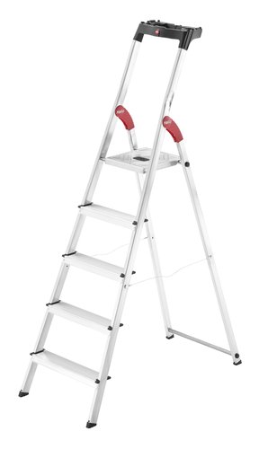 Hailo 8160-527 L60 5ft. Lightweight Folding Aluminum Platform Step Ladder with Built-in Worktray