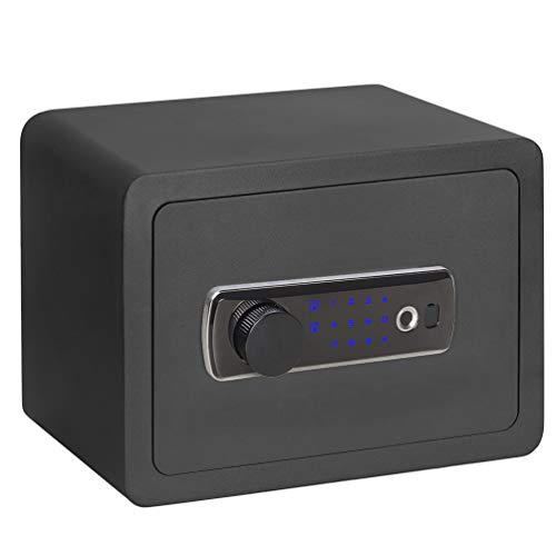 Lovndi Security Safe Box with Keypad 0.5 Cubic Feet, Digital&Biometric Safe Fingerprint Safes for Home Office, Black Matt