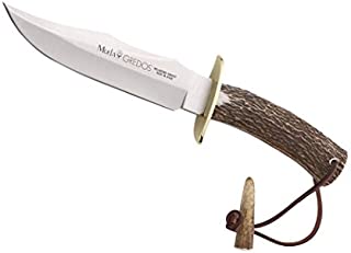 Muela GRED-17 Genuine Red Stag Antler Handle Hunting Knife with Leather Sheath, 6-5/8