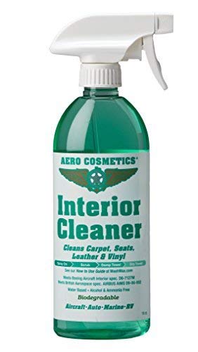 Interior Cleaner, Carpet Cleaner, Seat Cleaner, Fabric Cleaner, Cleans Carpets, Seats, Leather, Upholstery and Vinyl, Aircraft Quality for your Car Boat RV Meets Boeing and Airbus Specs 16oz