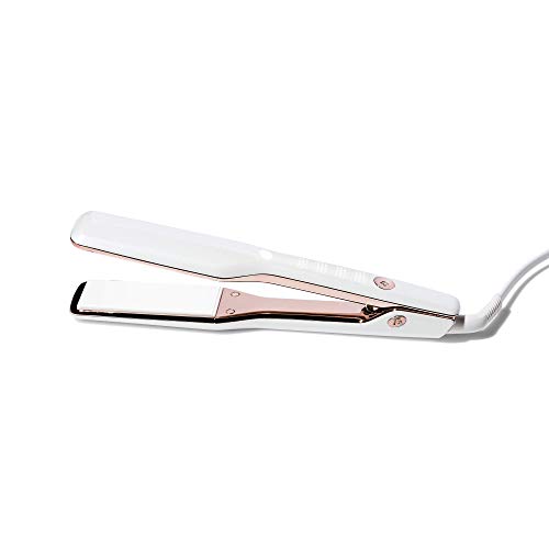 T3 - Singlepass X 1.5 Styling Iron (White & Rose Gold) | Custom Blend Ceramic + Ionic Flat Iron for Hair Straightening and Smoothing | Wide Hair Straightener for Long, Thick or Coarse Hair