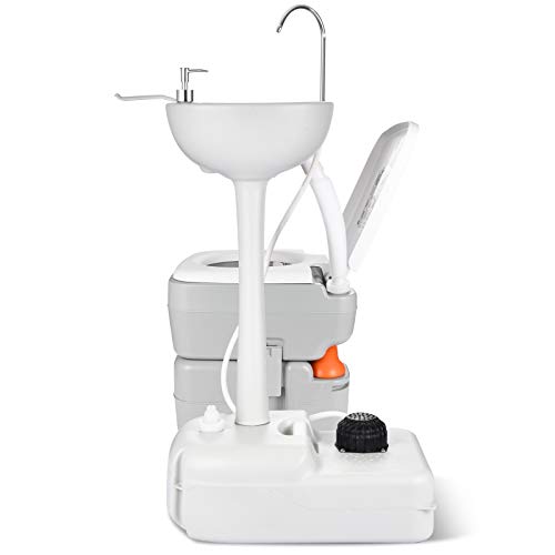 YITAHOME Portable Sink and Toilet, 17 L Hand Washing Station & 5.3 Gallon Flush Potty,for Outdoor,Camping, RV, Boat, Camper, Travel