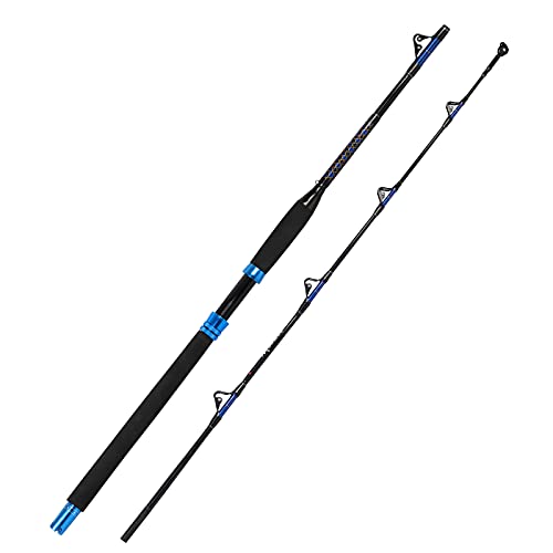 Fiblink 1-Piece Saltwater Offshore Trolling Rod Conventional Boat Rod Carbon Fishing Pole(6-Feet, 30-50lb/50-80lb/80-120lb) (2 Pcs - 7' - 30-50lb)