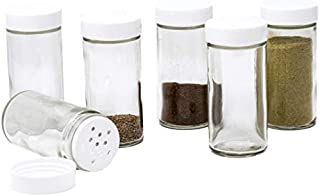 Glass Spice Jars- Set of Six Glass Spice Bottles