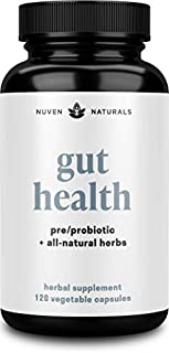 All-in-One Gut Health w/Premium Probiotics, Organic Prebiotics, Digestion-Boosting Herbs, and Adaptogens - Leaky Gut Repair Formula to Support Gut Lining, Aid in Digestion, and Promote Good Bacteria