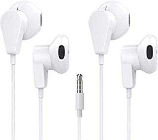 XBRN 2 Pack Headphones/Earphones/Earbuds with Mic,Android Earphone Noise Isolating with Volume Control 3.5MM Headphone -White