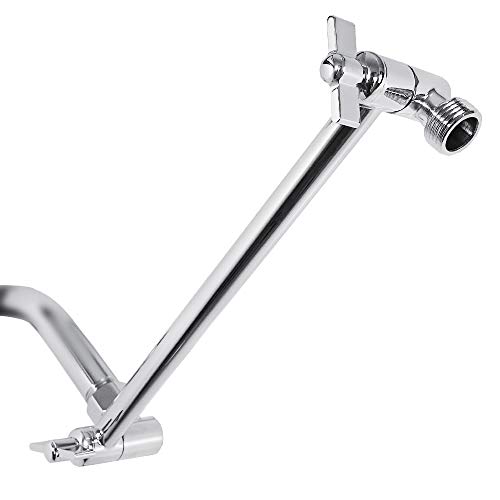 Adjustable Shower Arm Universal Connection, Nearmoon Solid Brass Shower Extension Arm, Adjust Angle to Upgrade Shower Experience, Easy to Install, Anti-leak (11 Inch, Chrome Finish)