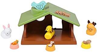 Top Right Toys Wooden Dollhouse Accessories Family Pet Set - 12 pc House Pets Animals Includes a Dog, Cat, Bird, Bunny, and Accessories