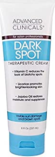 Advanced Clinicals Dark Spot Therapeutic Cream with Vitamin C. Hydroquinone Free. For Age Spots, Blotchy Skin. Face, Hands, Body. Large 8oz Tube. (8oz)