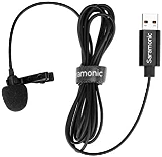 Upgraded Saramonic USB Lavalier Micrphone for PC&MAC, 2M USB-A Laptop Desktop Computer Lapel Microphone