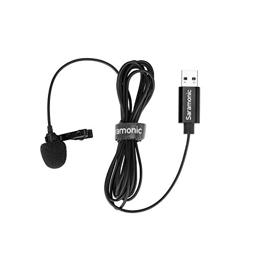 Upgraded Saramonic USB Lavalier Micrphone for PC&MAC, 2M USB-A Laptop Desktop Computer Lapel Microphone