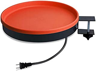 GESAIL Heated Birdbath for Outdoors, 14 Inches All Seasons Heated Bird Bath Heater with Metal Stand and 3 Easy Ways to Mount, 75-Watt, Orange