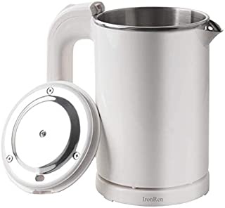 IronRen 0.5L Portable Electric Kettle, Mini Travel Kettle, Stainless Steel Water Kettle - Perfect For Traveling Cooking Noodles, Boiling Water, Eggs, Coffee, Tea(White 110V)