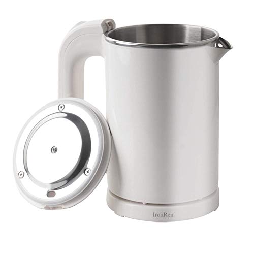 IronRen 0.5L Portable Electric Kettle, Mini Travel Kettle, Stainless Steel Water Kettle - Perfect For Traveling Cooking Noodles, Boiling Water, Eggs, Coffee, Tea(White 110V)