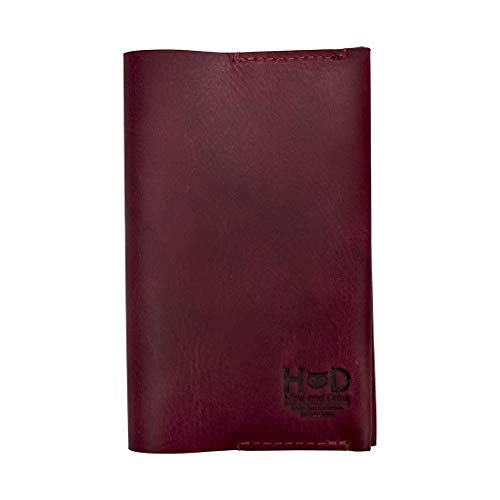 Hide & Drink, Leather Field Notes Cover, Wallet Case, (3.5 x 5.5 in.) Journal Cover Cards Slot, Refillable Travelers Pocket Notebook, Handmade Includes 101 Year Warranty :: Sangria