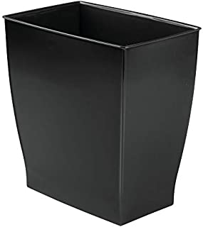 iDesign Spa Rectangular Trash, Waste Basket Garbage Can for Bathroom, Bedroom, Home Office, Dorm, College, 2.5 Gallon, Black