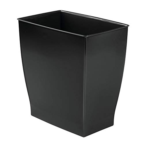 iDesign Spa Rectangular Trash, Waste Basket Garbage Can for Bathroom, Bedroom, Home Office, Dorm, College, 2.5 Gallon, Black