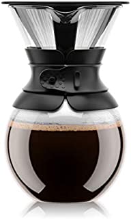 Bodum Pour Over Coffee Maker with Permanent Filter, 1 Liter, 34 Ounce, Black Band