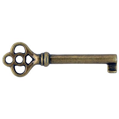 Antique Brass Hollow Barrel Skeleton Key for Cabinet Doors, Dresser Drawers, Grandfather Clocks | Antique, Vintage, Old Furniture | KY-3AB