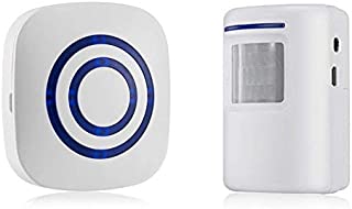 Door Chime,Wireless Business Door Motion Sensor Detector Smart Visitor doorbell Home Security Driveway Alarm with 1 Plug-in Receiver and 1 PIR Detector Weatherproof(White)