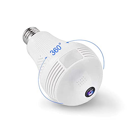 Smart Bulb Security Camera, 2K 3MP 360 Degree Panoramic 2.4G Home WiFi Camera, Indoor/Outdoor Wireless VR Surveillance IP Camera for Baby/Pet Monitor with Night Vision/Two Way Audio/Motion Detection