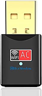 Blueshadow USB WiFi Adapter - Dual Band 2.4G/5G Mini Wi-fi ac Wireless Network Card Dongle with High Gain Antenna for Desktop Laptop PC Support Windows XP Vista/7/8/8.1/10 (USB WiFi 600Mbps)