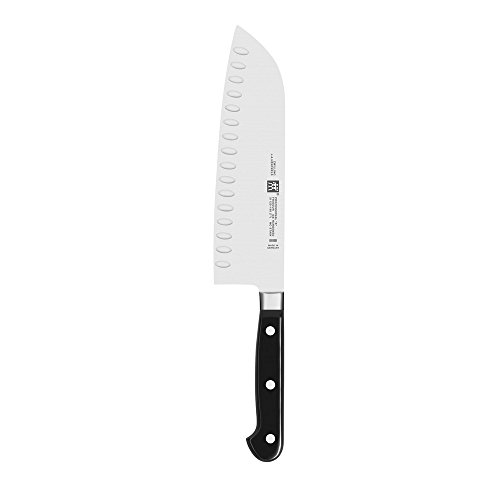 Zwilling J.A. Henckels Professional S Hollow Edge Santoku Knife, 7-inch, Black/Stainless Steel