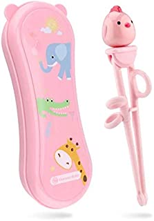 Goryeo Baby Training Chopsticks for Kids - Use Completely Harmless Material - Anti-dislocation Buckle Design - Includes Portable Box (Pink)